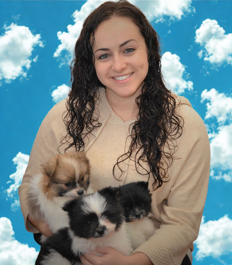 Jamie Sofia Okh with her beloved dogs